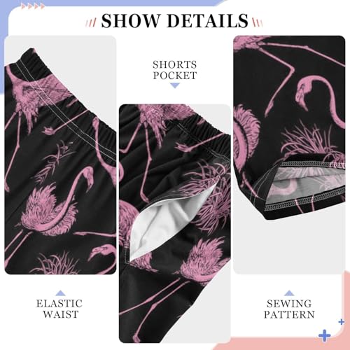 ZZXXB Pink Flamingo Boys Long Pants Soft Trousers Elastic Waist Kids Lounge Bottoms with Pockets S-XL4