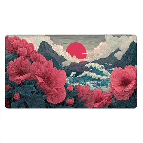Alfombrilla Ratón XXL Alfombrilla Escritorio 2000x1000mm Mouse Pad Mejora la Precisión y la Velocidad con Base de Goma Antideslizante y Bordes Cosidos Duradera Cómoda, Juegos (Olas De Belleza) xR8-911