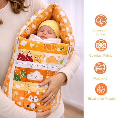 Image of Fareto Combo of Baby Bed with Net | Carry Bag | 4 Pcs Bedding Set (0-6 Months, Baby Size, Cotton) (Orange Fox)