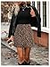 Floerns Women's Cheetah Print A Line Mini Skirt Zip Up Corduroy Skirts with Pockets Brown and Black Large