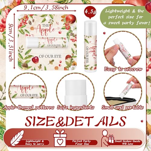 Image of 24 Pcs Apple Theme Baby Shower Lip Balms Bulk the Apple of Our Eye Baby Shower Party Favors for Guest Lip Balm Gift Set Travel Size Lipstick Autumn Thanksgiving Sweet Birthday Favor Decoration