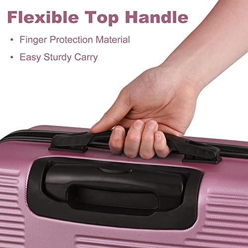 Luggage 3 Piece Sets with Spinner Wheels ABS+PC Lightweight Travel Carry on Luggage, TSA Lock (20/24/28) (Pink)4