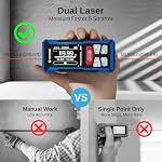 SainSmart Dual Laser Measuring Tool, 393Ft/120M Red Bilateral Distance Meter with Backlit LCD, Rechargeable, Multi-Unit (Ft/in/M), Electronic Level, PC Data Transfer/Length/Area/Volume/Angle Sensor