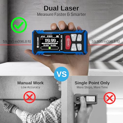 image for SainSmart Dual Laser Measuring Tool, 393Ft/120M Red Bilateral Distance