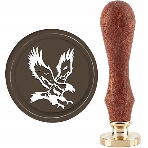 CRASPIRE Eagle Wax Seal Stamp Forest Sealing Wax Stamps Wolf 30mm Retro Vintage Removable Brass Stamp Head with Wood Handle for Wedding Invitations Cards Gift Wrapping