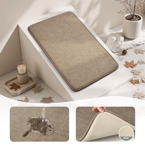 HOMEIDEAS Memory Foam Bathroom Rugs Set of 2, Beige 24"x17"+32"x20" by HOMEIDEAS - Used condition - Image 3