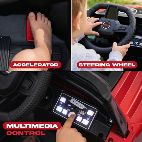 Image of Baybee SpeedRover Baby Battery Operated Jeep for Kids | Ride on Toy Electric Car with 4x4 Motors, Swing Mode, Led Lights & Music | Rechargeable Electric Ride on Toy Car for Kids 2 to 6 Years (Red)