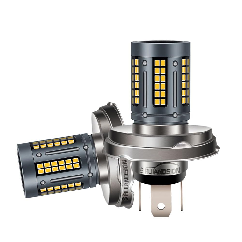 Ruiandsion Bulbe pour Motocyclette LED P45T R2 12V-30V 12V 24V Sans Polarité Super Lumineux 2016 84 Puces SMD Pilote Intégré Bulbe LED Jaune Ambré pour Voiture/Motocyclette Pack de 2