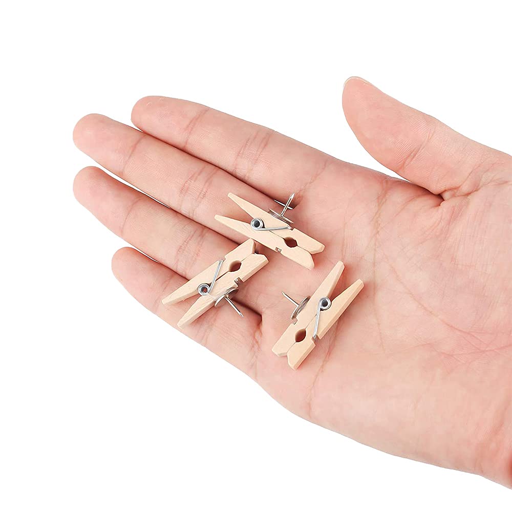 50 sztuk klipsów typu push-pin, szpilki z drewnianymi klamrami, szpilki do pinezek, drewniane, kreatywne, lekkie, wytrzymałe pinezki, do płyt korkowych, tabliczek ogranicznikowych, zdjęć