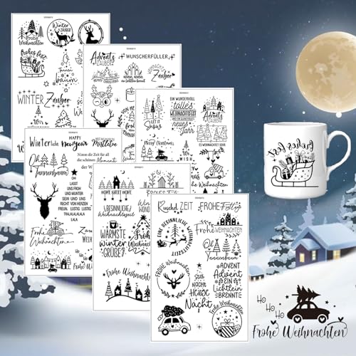 6 Pcs Rub On Sticker Weihnachten, Kerzen Sticker Weihnachten, Rub...