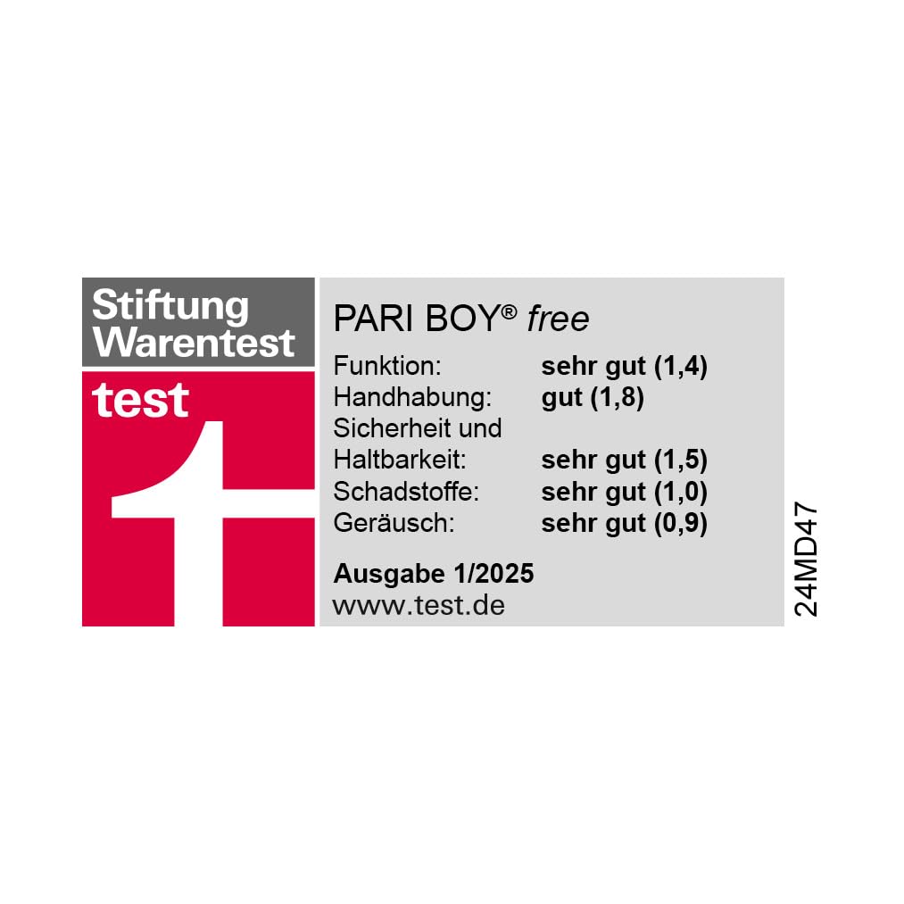 PARI BOY® free – Mobiles Inhalationsgerät für die ganze Familie | "inkl. tragbarem Membranvernebler, PARI SMARTMASK Baby, Mundstück, Steckernetzteil, Membranreinigungshilfe und Tragetasche"