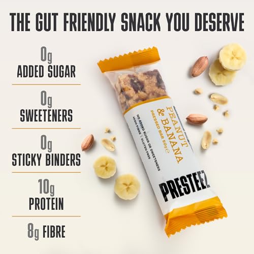Presteez Banana & Peanut Protein Bars 50g - No Added Sugar, No Sweeteners, Gluten Free, High Fibre Gut Health Bars, Healthy Snacks with Prebiotics Fibre & Vitamin C. 10g Protein, 12 Pack - Image 3