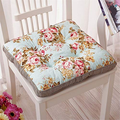 100% Cotton Thick Seat Pads for Dining Kitchen Chairs Square Breathable Chair Cushions with Ties Office Garden Outdoor Seat Cushions with Ties 40x40cm