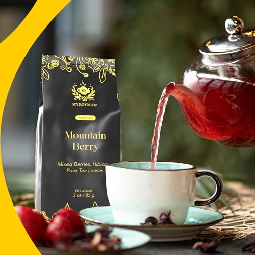 Myroyalte Mountain Berry Pu'Er Tea 3 Oz - Hibiscus Tea Loose Leaf Black Tea With Dried Organic Fruit Blueberries Grapes Mullberries Rosehip Tea Herbal thumb #7