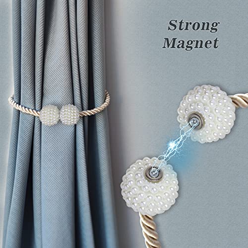 image for Hion Magnetic Curtain Tiebacks Beige 2pcs, Curtain Tiebacks Buckles Ho