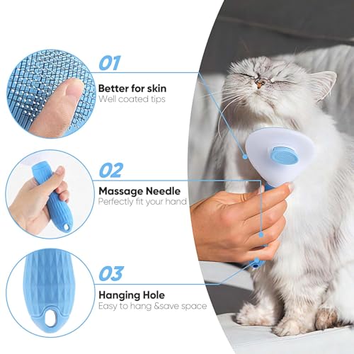 image for PUPTILY Cat Brush Self Cleaning Slicker Brush with Release Button, Dog