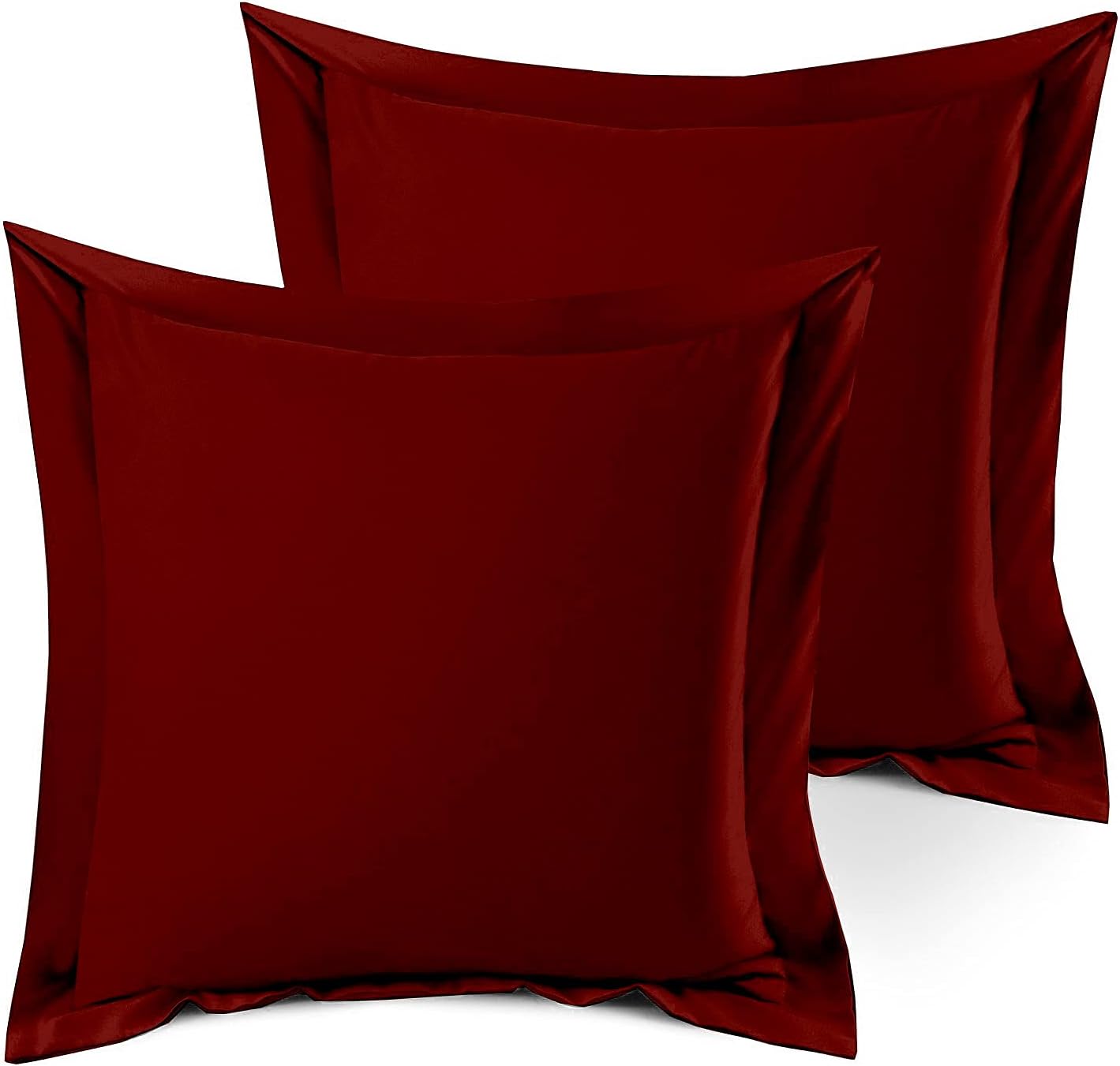 eBeddy Linens Euro Square Pillow Shams Set Burgundy Solid