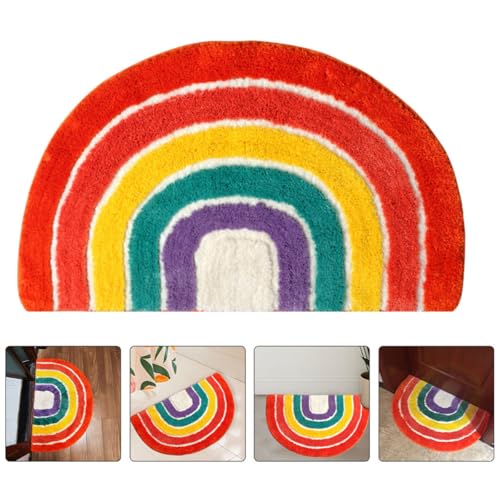 Alfombra de poliéster semicircular diseño de arcoíris con acabado premium 7