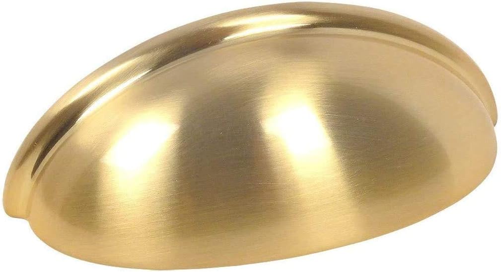 Cosmas 25 Pack 783BB Brushed Brass Cabinet Hardware Bin Cup Drawer Cup Pull - 3 Inch (76mm) Hole Centers