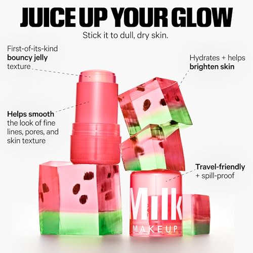 Image of Milk Makeup Calming + Hydrating Jelly Skincare Serum Set - Reduce the Look of Puffiness + Redness, Brighten Skin + Minimize Look of Pores + Lines - Cooling Water + Watermelon Jelly, 0.21 oz each
