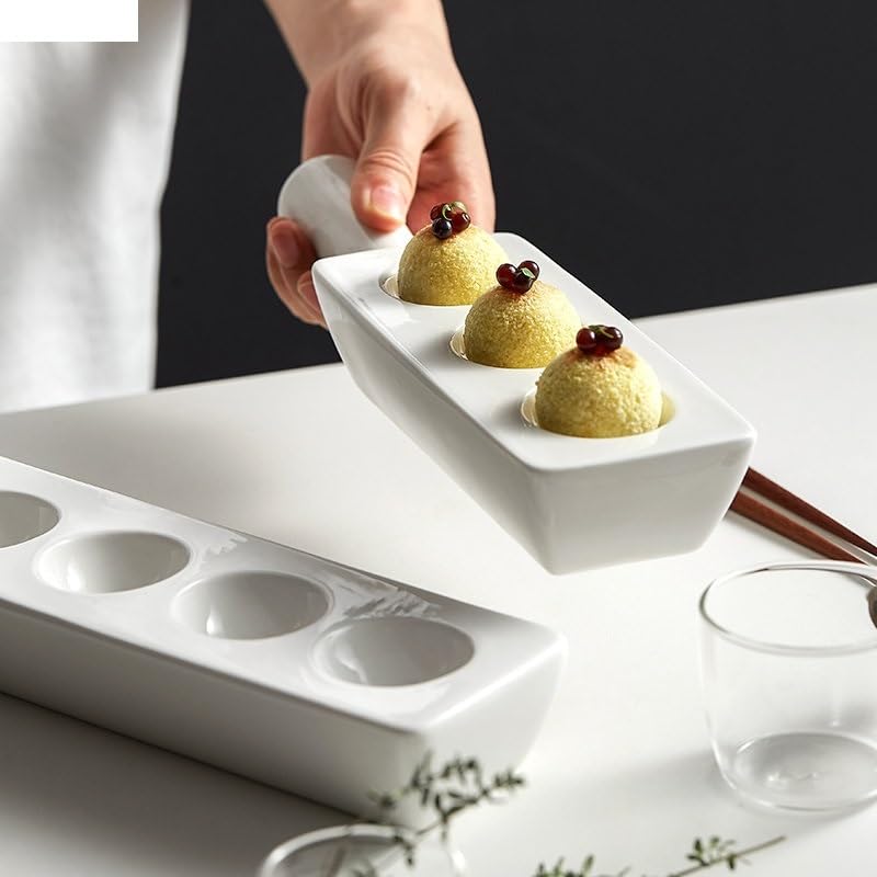 Piatti Cena Piatto da dessert in ceramica for spuntini, piatti da cucina, semplice ristorante, stoviglie in tinta unita, teglia for torta di pane, piatti da portata Forniture Per Feste(5 grid plate)