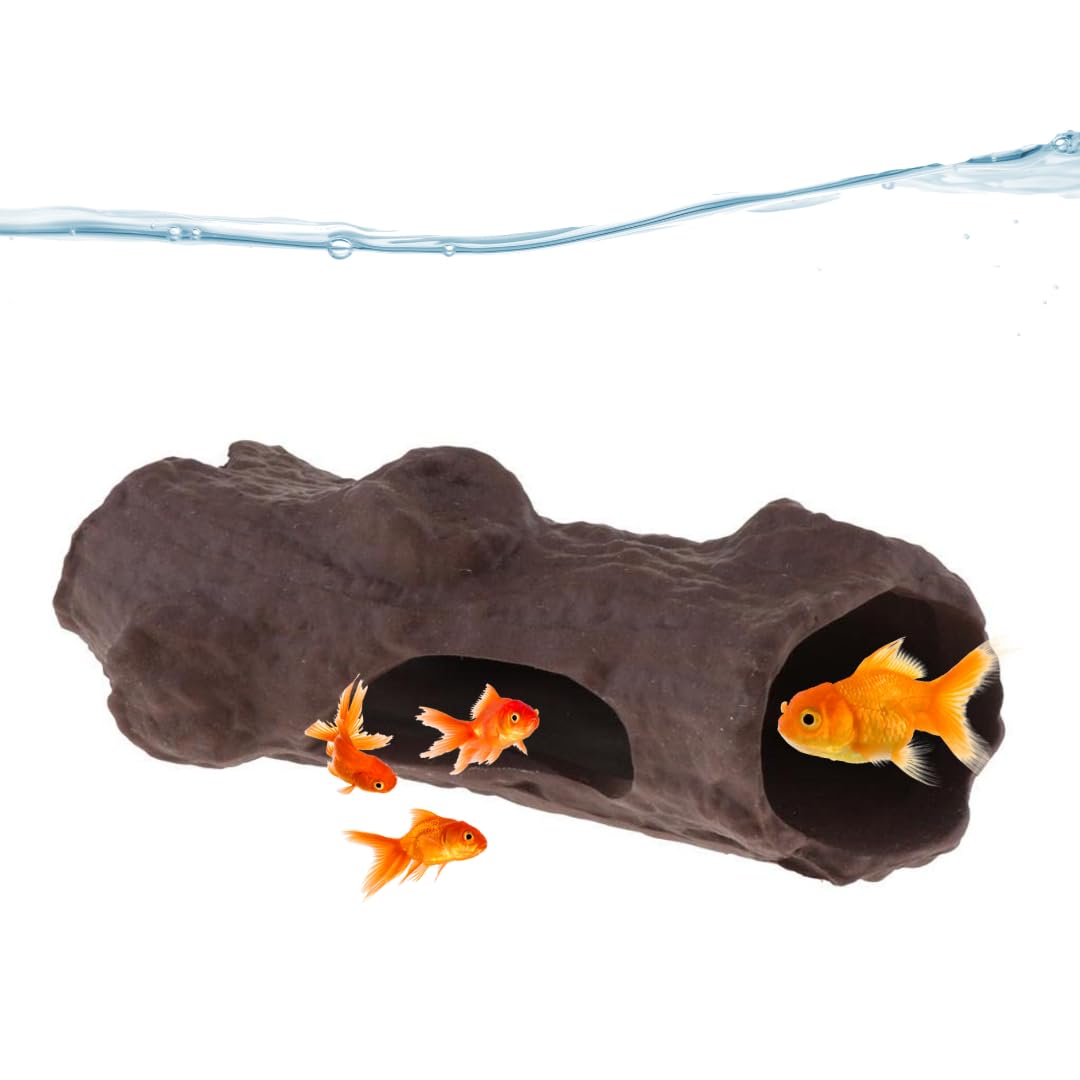 VAYINATO® Natural Clay Tree Trunk (11 * 4.5 * 3.5) Cm Aquarium Fish Tank Hide Outs and Decoration, Pleco Caves, Clay Pot Resin Ornaments for Aquarium by Petzlifeworld