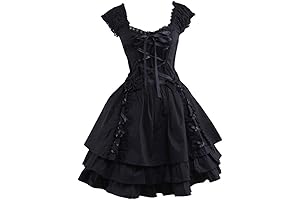 Womens Classic Gothic Layered Lace-Up Goth Lolita Emo Homecoming Dress