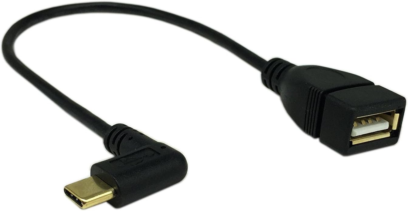 Cerrxian USB C OTG Cable, 9 inch Gold Plated Left & Right Angle USB Type C Male to USB Type A 2.0 Female Adapter OTG Cable LR