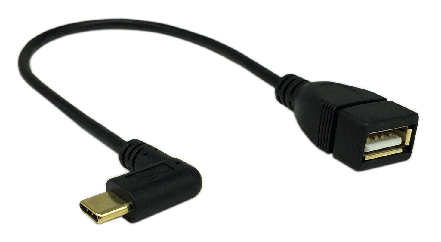 Cerrxian USB C OTG Cable, 9 inch Gold Plated Left & Right Angle USB Type C Male to USB Type A 2.0 Female Adapter OTG Cable LR
