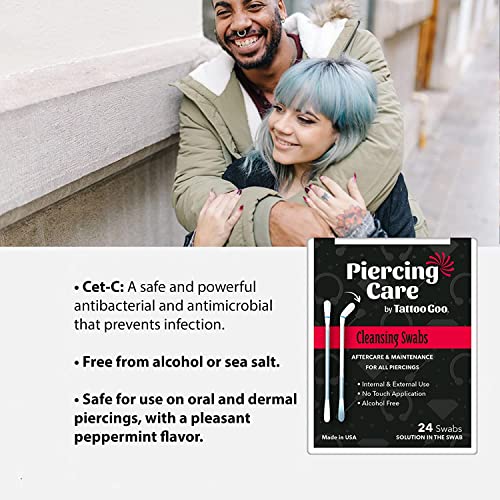 Tattoo Goo Piercing Care Kit, 3-Piece Set with Cleansing Soap, Cleansing Spray & Medicated Swabs, Aftercare for Clean and Comfortable Dermal & Oral Piercings, No Alcohol - Thumbnail 5