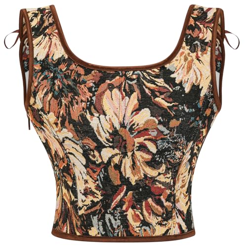 Vintage Floral Embroidered Camisole, Corset Vest Top for Women Bustier Shapewear2