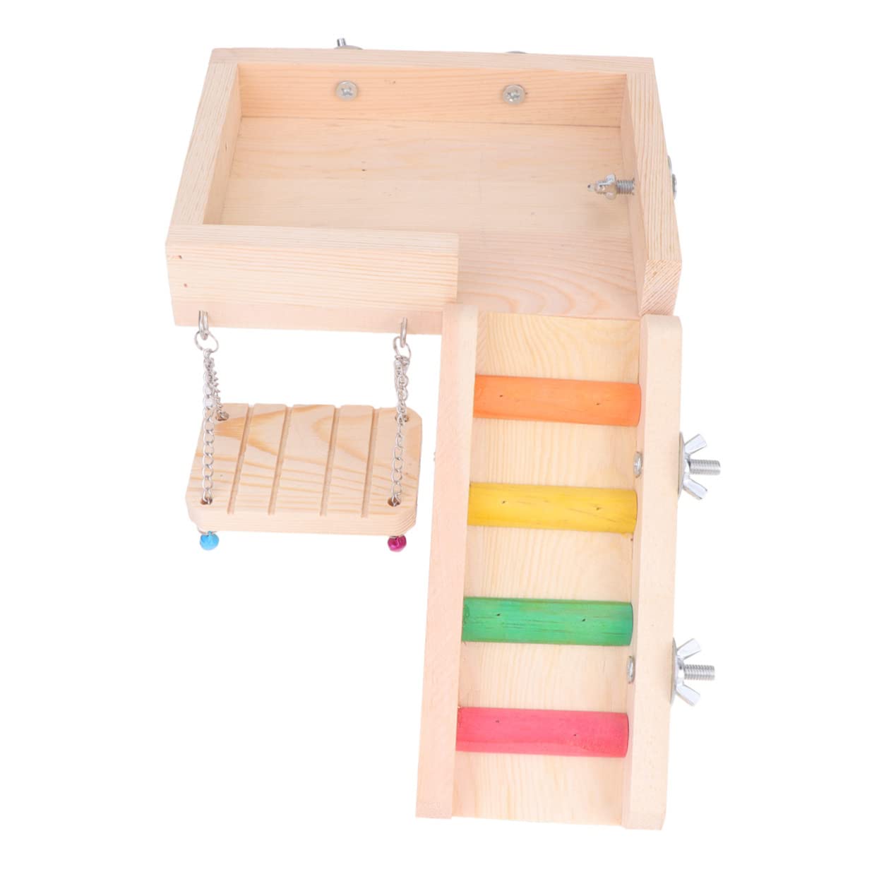 HANABASS Set de 3 Jouets pour Oiseaux en Bois Balançoire, Échelle et Jouet à Mâcher pour Perroquets et Petits Oiseaux, pour Explorer et Développer L'équilibre