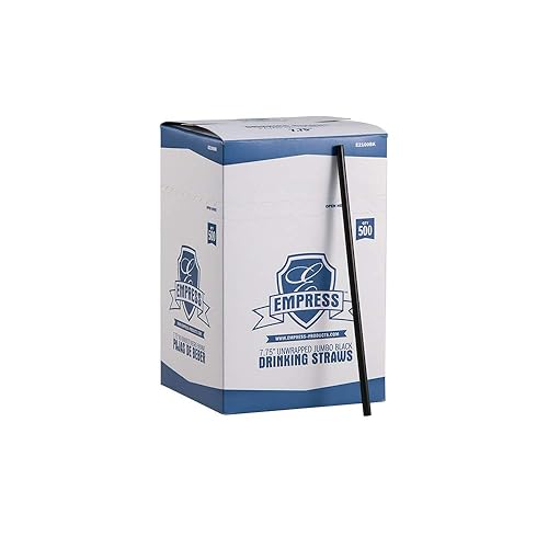 E2100BK Empress Jumbo Straw Unwrapped 7.75" Negro, en caja 10/500 cs