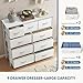 DUMOS Dresser for Bedroom, Storage Organizer with 9 Drawers, Chest of Drawers with Fabric Bins, Sturdy Metal Frame, Wood Tabletop for Guest Room, Closet, Entryway, White