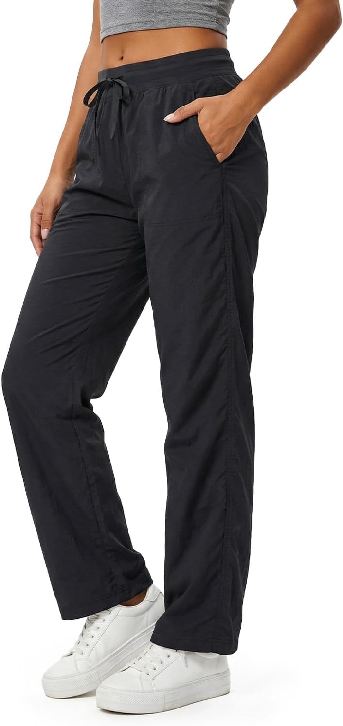 Zylioo Tall Women’s Lightweight Studio Pants, 32"/34" Inseam Relaxed Fit Ruched Leg Athletic Dance Pants with Pockets