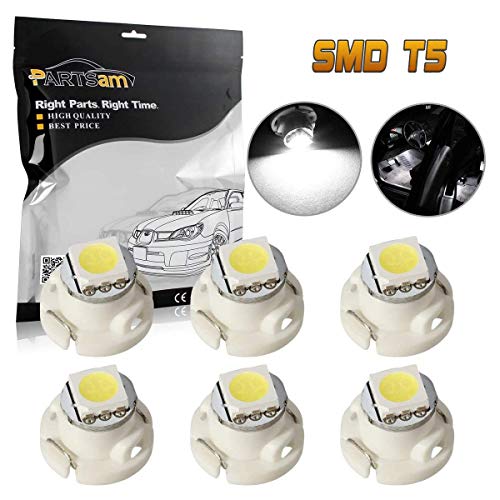 Partsam 6pcs White T4.7/T5 Neo Wedge Heater A/C Controls Cluster Panel LED Light Replacement for Dodge RAM 1500 2500 3500 2001-2011