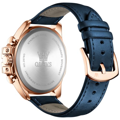 Image of OLEVS Mens Leather Watch Casual Square Big Face Watches for Men with Date