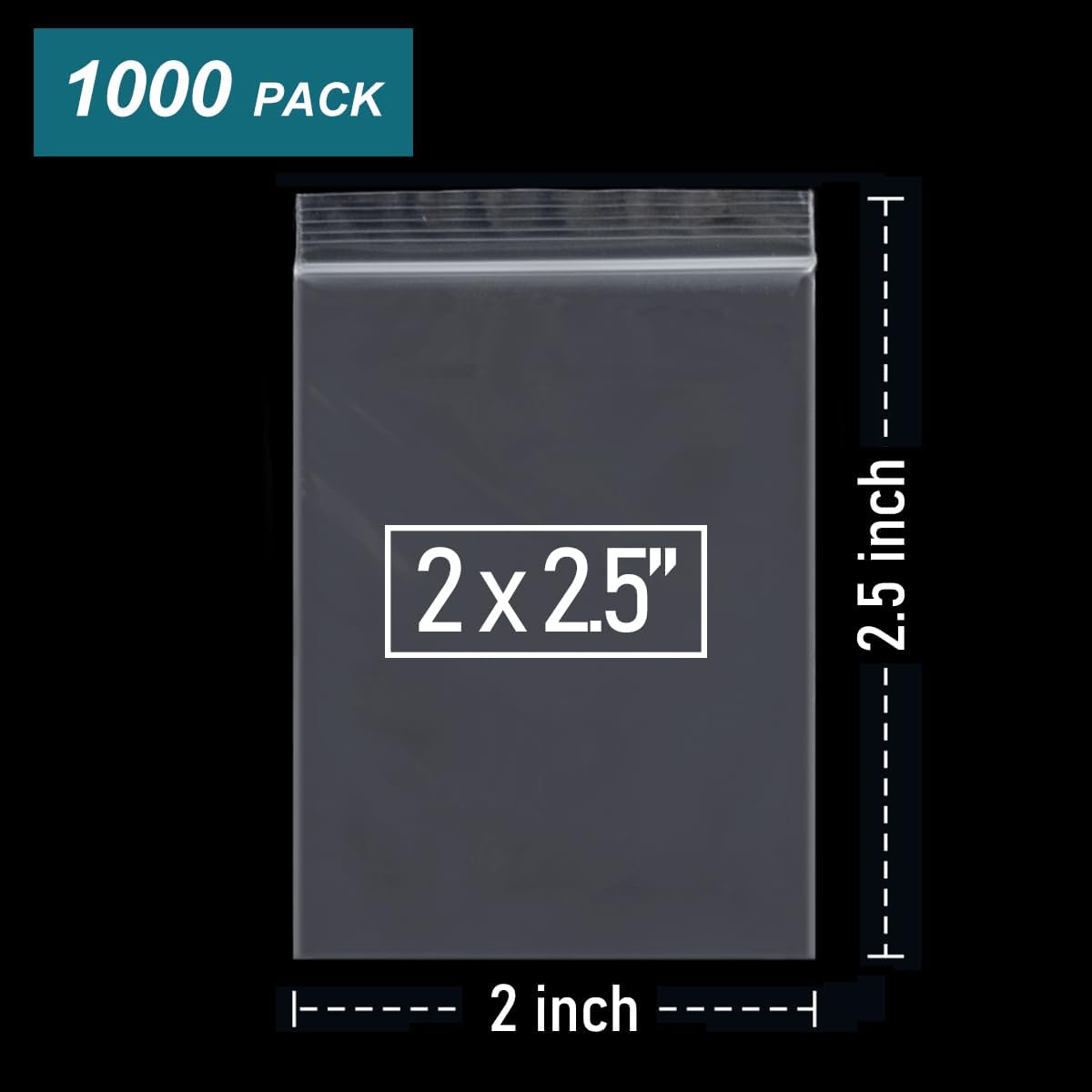 1000 Pcs Small Plastic Bags, 2 x 2.5 Inch, Mini Bags Resealable