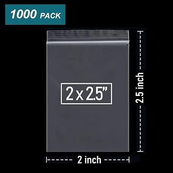 1000 Pcs Small Plastic Bags, 2 x 2.5 Inch, Mini Bags Resealable