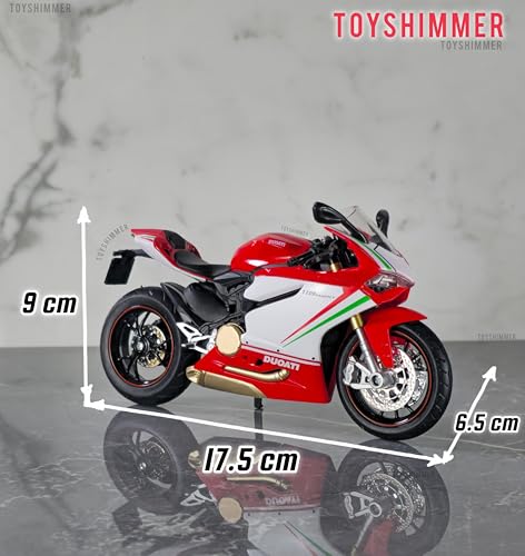 Image of Ducati 1199 superleggera Superbike Sporty Dyecast Motorcycle Model, Light & Sound Function,1:12 Scale, Red & White Color