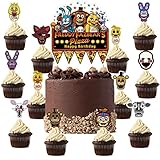25 Cake Decorations for Fnaf Cake Topper Cupcake Toppers Set, Fnaf Happy Birthday for Bday