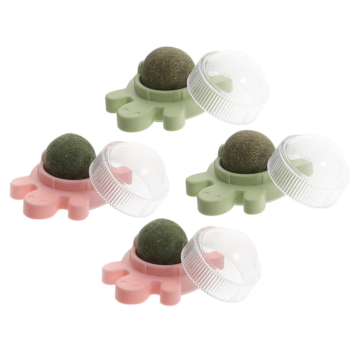 Lot De 4 Jouets À Lécher Comestibles pour Chats Rotatifs Interactifs Plantes Naturelles Support Mural pour Chats Dintérieur