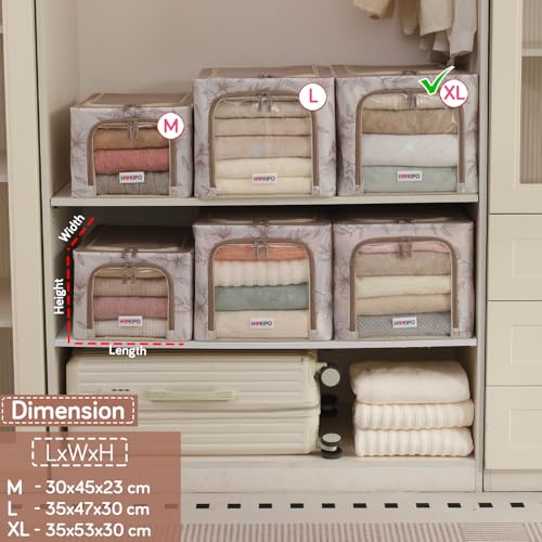 Image of HOKIPO 600D Oxford Fabric Cloth Organizer for Storage, Latte Floral - Extra Large Pack of 1 (AR-6490-LBR)