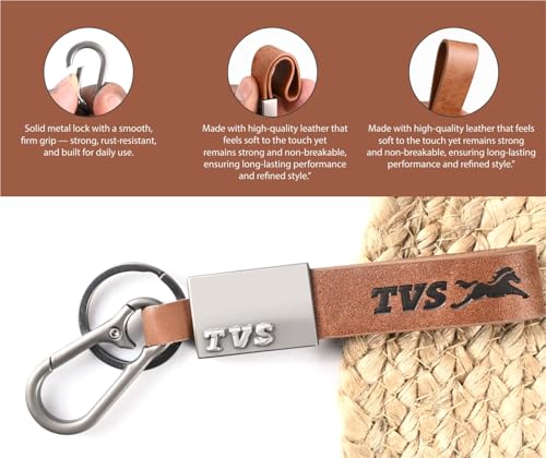 Image of Premium Keychain Compatible with TVS Bike Keys | Heavy Duty Metal Key Ring Holder | Stylish Durable Leather Key Holder | Bike Keychain For men