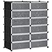 HOMCOM Mobile Scarpiera Modulare Salvaspazio, 12 Cubi 45x35x16cm in Plastica PP e Acciaio, 94x37x108cm, Nero e Bianco