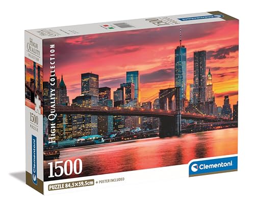 Clementoni Jigsaw Puzzle Collection, East River At Dusk 1500 Pieces, Poster Included, Puzzle For Adults 14-99 Years