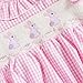Partclots Baby Girls Easter Rompers Rabbit Embroidery Floral Print Short Sleeve 0 3 6 9 12 18 24 months (Pink three rabbits, 6-12 Months)