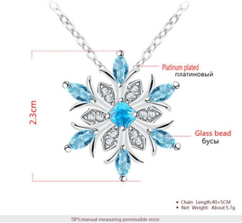 Snowflake Jewelry Sets Sparkle Zircon Crystal Winter Flower Pendant Necklace Hook Dangle Earrings Set for Women Christmas Gifts