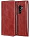 ProCase Galaxy S9 Plus Genuine Leather Case, Vintage Wallet Folding Flip Case with Kickstand, Card Holder, Magnetic Closure Protective Cover for Galaxy S9+ 2018 Release -Red