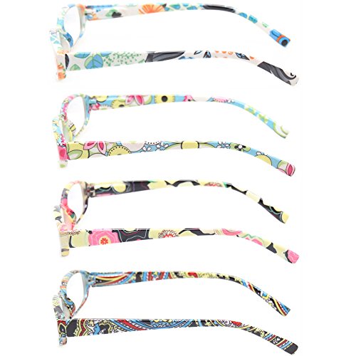 Kerecsen Reading Glasses 4 Fashion Women Eyeglasses With Floral Design Classic Spring Hinge Readers (3.50, 4 Pack Mix Color) #TOP2